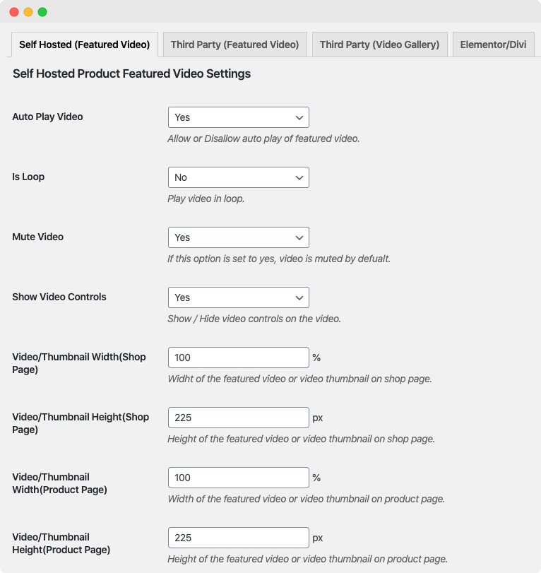 Self-hosted-Video-Settings